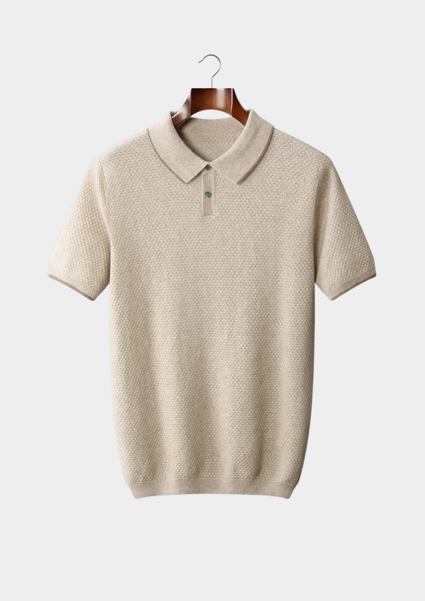 Premium Cashmere Ivory Two-Tone Polo