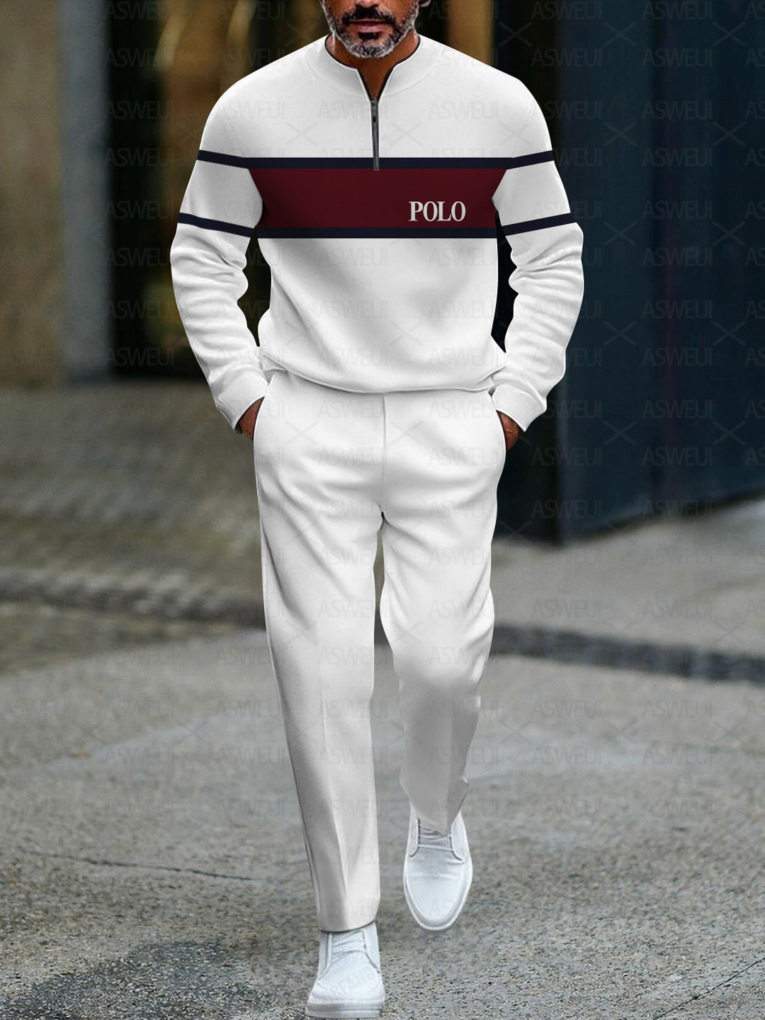 Zipper Long Sleeve Long Pants Two-Piece Set - DUVAL