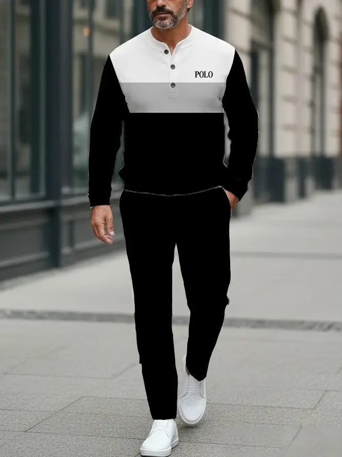 Long Sleeve Long Pants Button Two-Piece Set - DUVAL