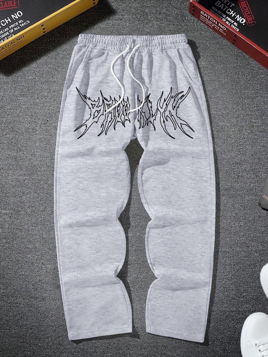 Men Letter Graphic Drawstring Waist Sweatpants