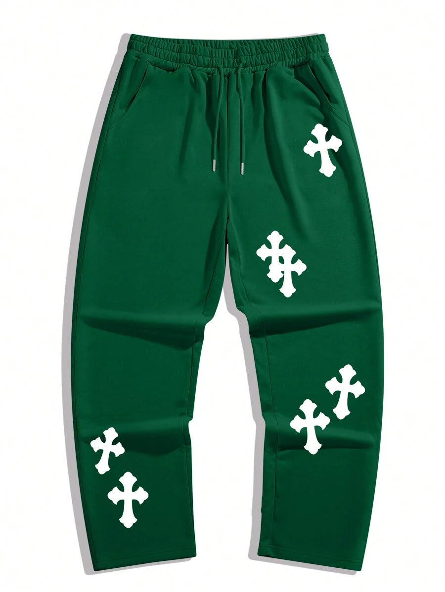 EMRG  Cross Print Drawstring Joggers