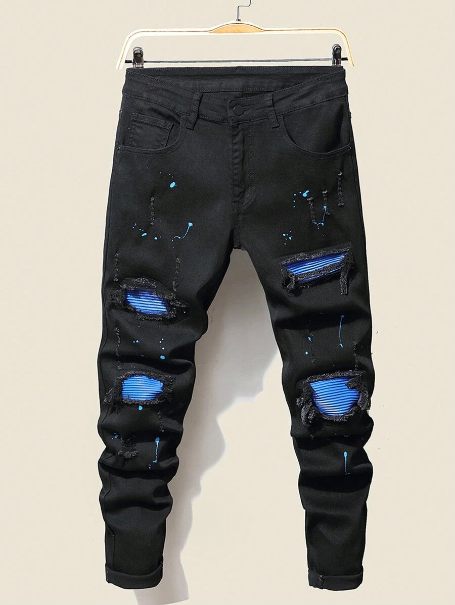 Hypemode  Large Size Ripped Jeans With Slant Pockets