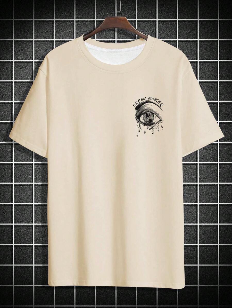 EMRG Men Eye &amp; Letter Graphic T-shirt à épaules tombantes 