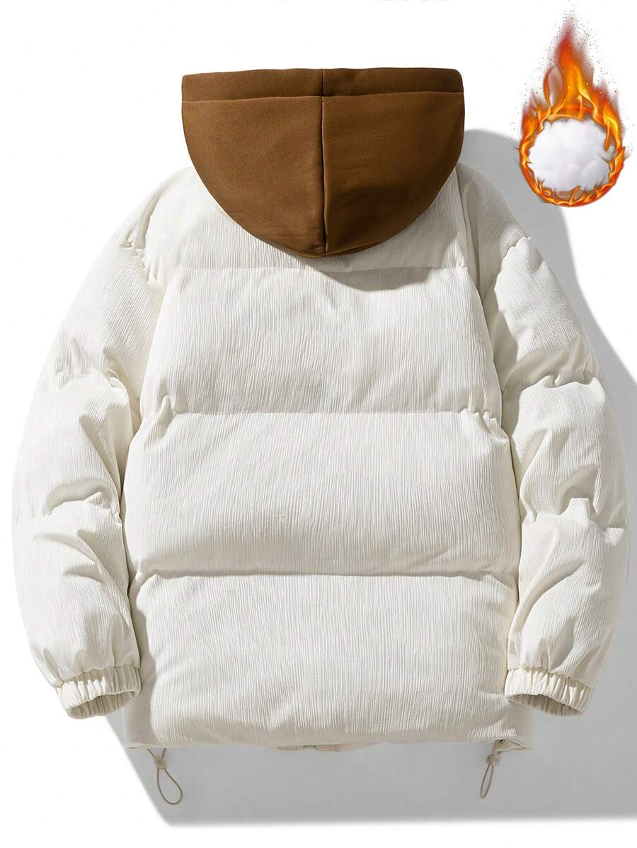 Winter Faux Two-piece Hooded Warm -padded Jacket