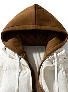 Winter Faux Two-piece Hooded Warm -padded Jacket