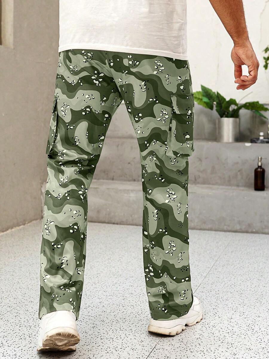 EMRG  Leopard Print Drawstring Waist Cargo Pants - DUVAL