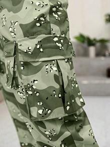 EMRG  Leopard Print Drawstring Waist Cargo Pants - DUVAL
