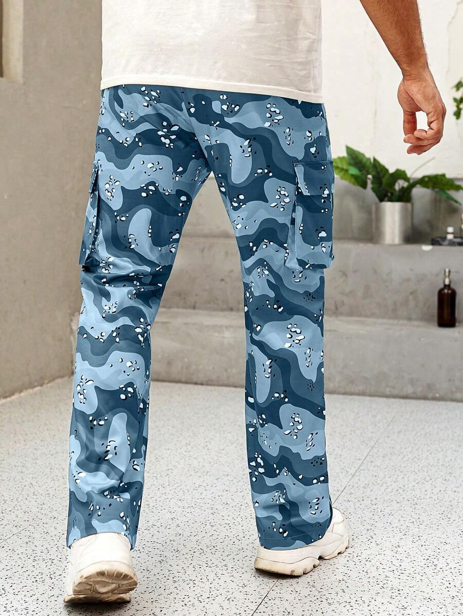 EMRG  Leopard Print Drawstring Waist Cargo Pants - DUVAL