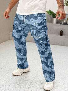 EMRG  Leopard Print Drawstring Waist Cargo Pants - DUVAL