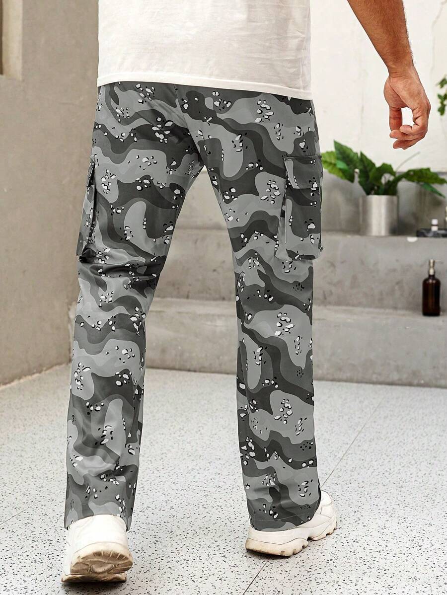 EMRG  Leopard Print Drawstring Waist Cargo Pants