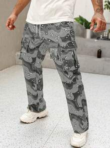 EMRG  Leopard Print Drawstring Waist Cargo Pants