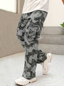 EMRG  Leopard Print Drawstring Waist Cargo Pants