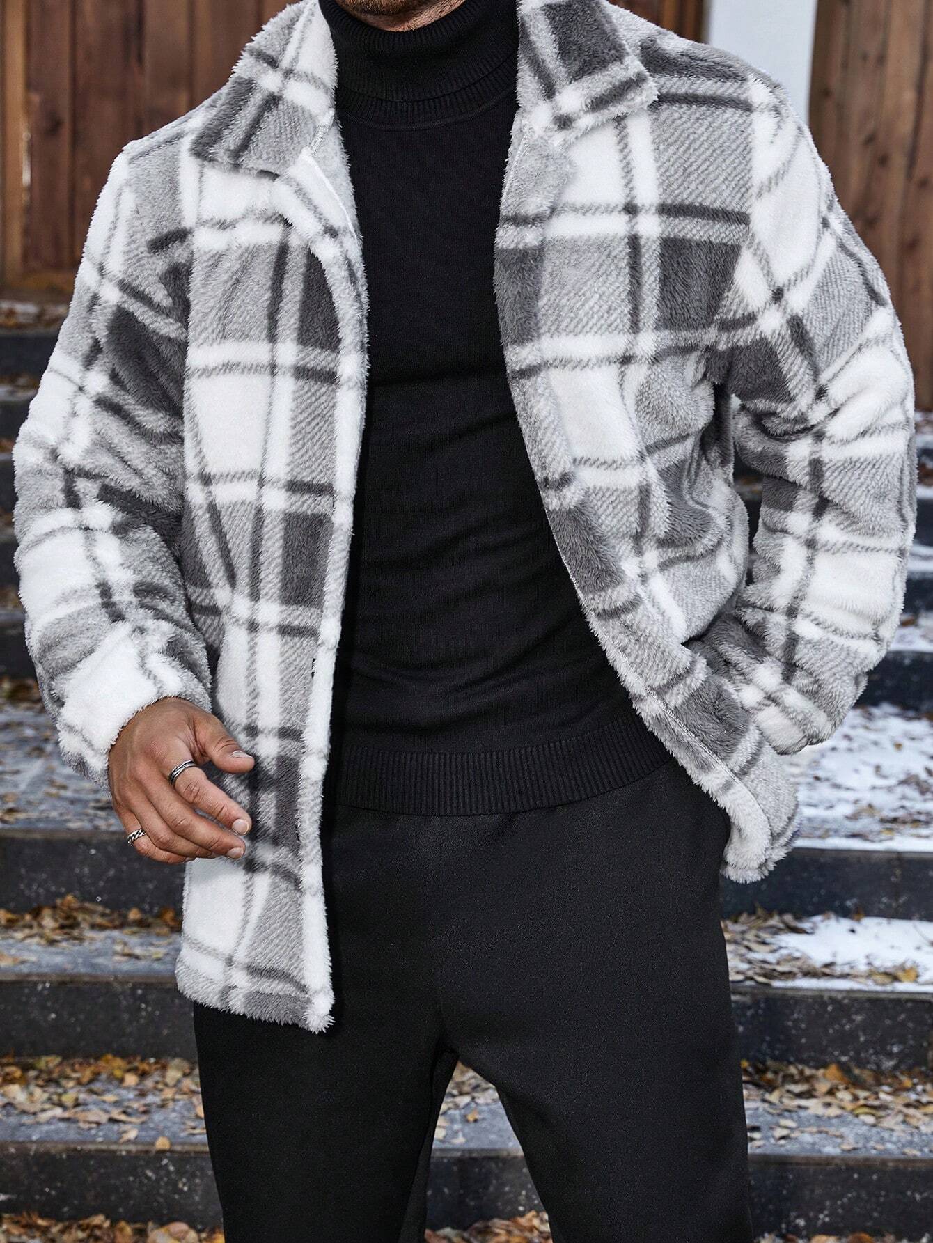 Homme  Plus Size Plaid Jacke