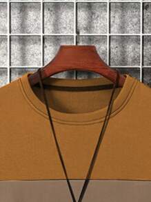 Homme  Plus Size Round Neck Color Block Sweatshirt