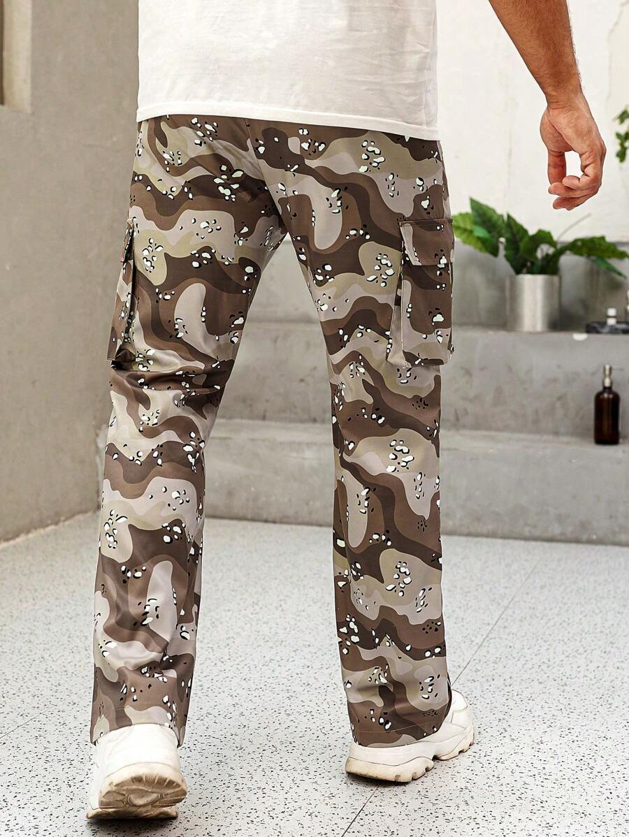 EMRG  Leopard Print Drawstring Waist Cargo Pants - DUVAL
