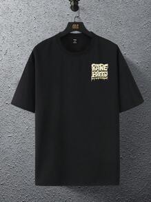 Homme  Slogan Graphic Drop Shoulder Tee - DUVAL