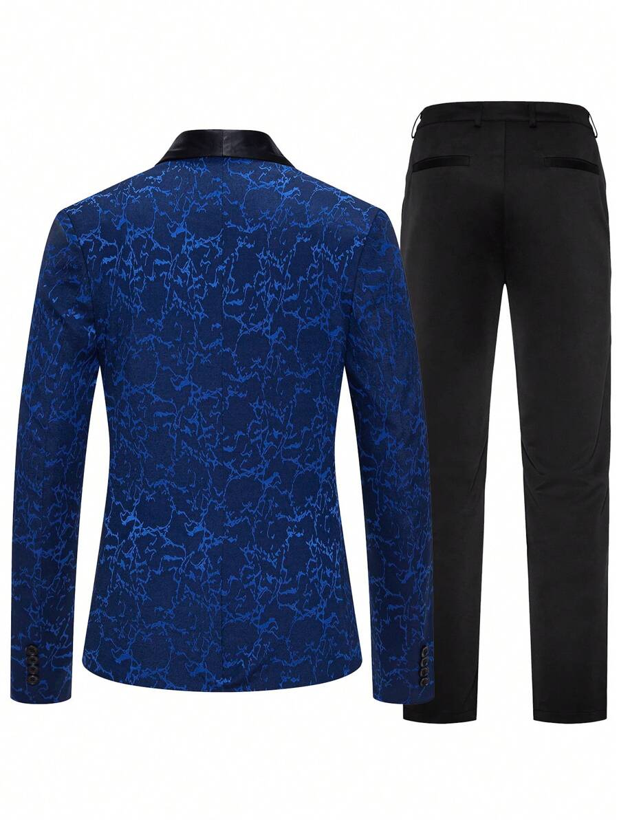 Men Jacquard Shawl Collar Blazer & Suit Pants