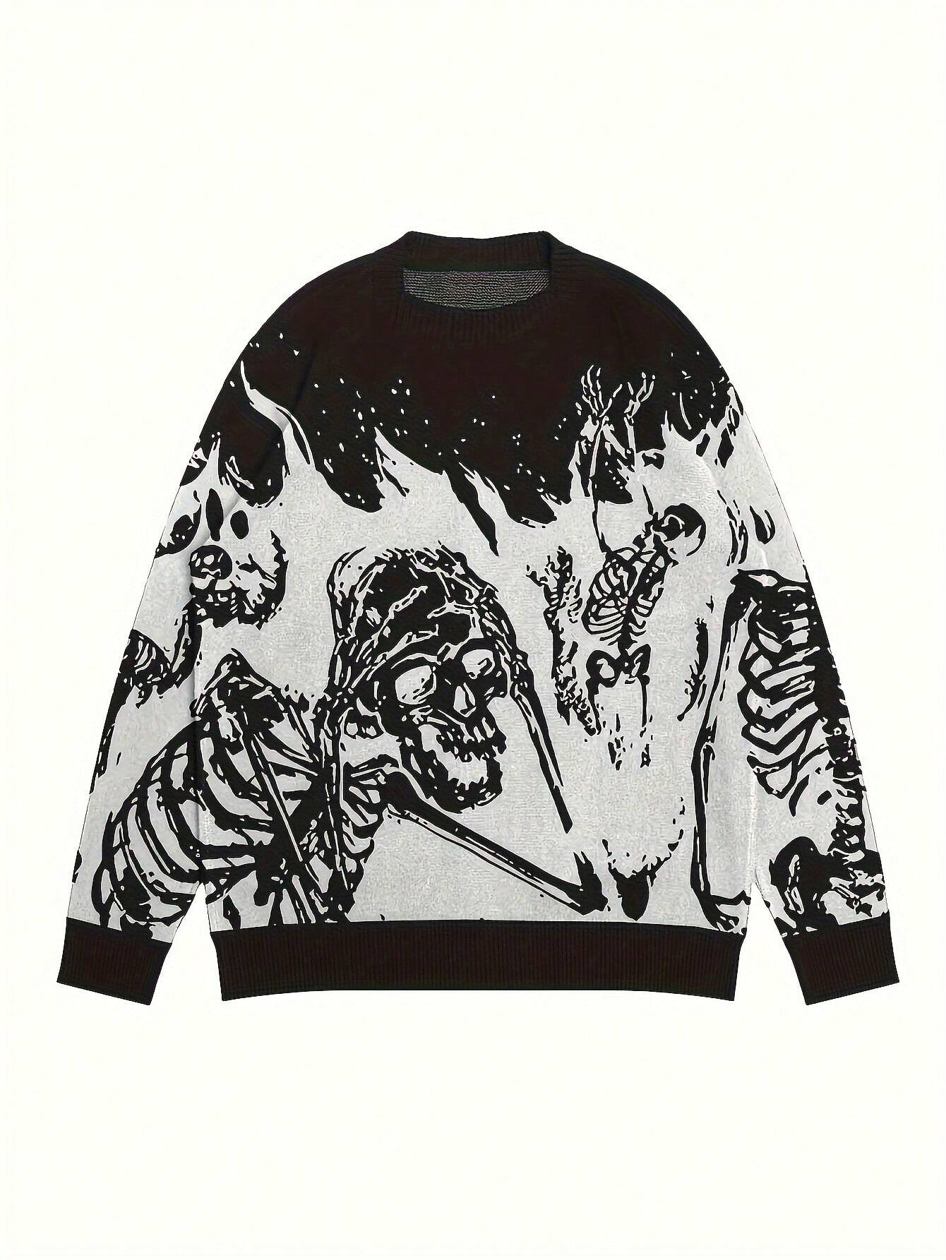 Casual Sweater With Skeleton Pattern