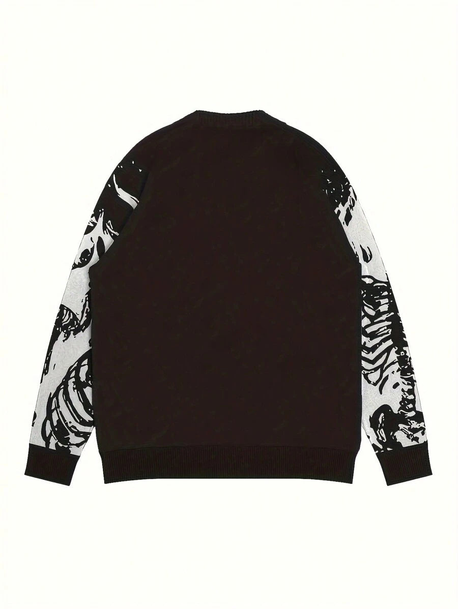 Casual Sweater With Skeleton Pattern