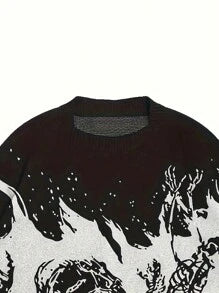 Casual Sweater With Skeleton Pattern