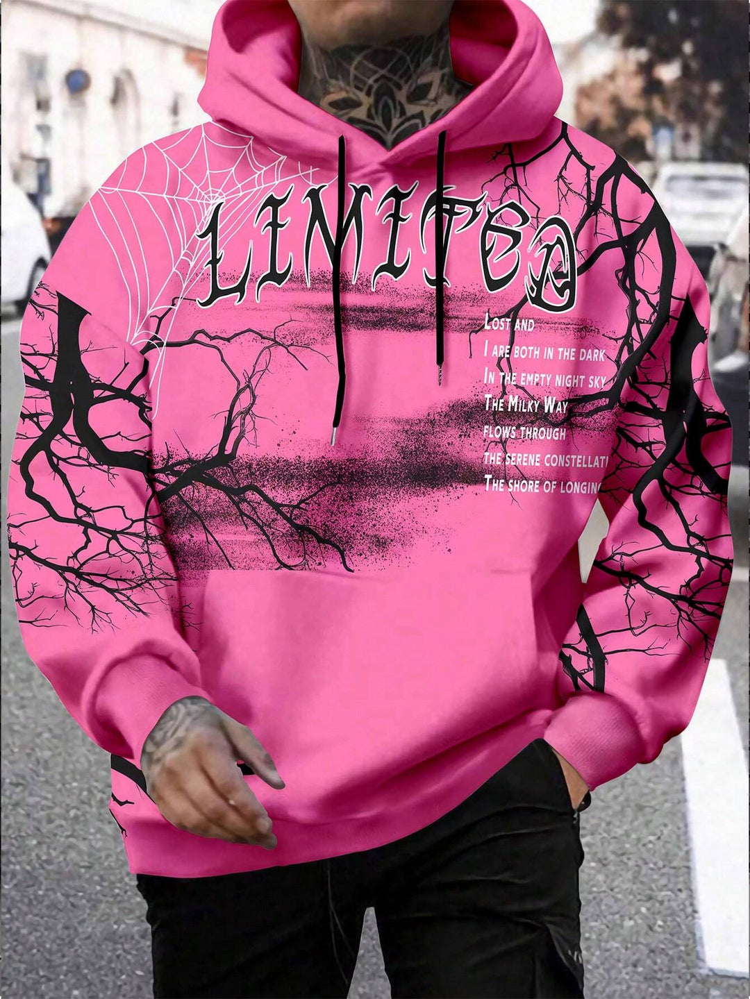 EMRG  Large Size Skull Print Hooded Sweatshirt - DUVAL