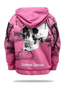 EMRG  Large Size Skull Print Hooded Sweatshirt