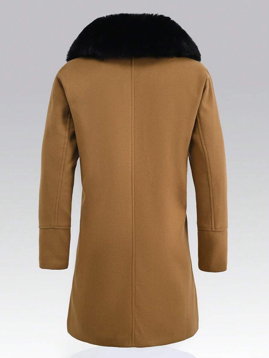 Homme  Woolen Coat With Double Breasted Buttons And Shearling Collar - DUVAL