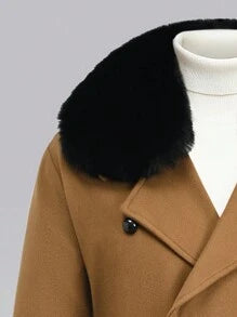 Homme  Woolen Coat With Double Breasted Buttons And Shearling Collar