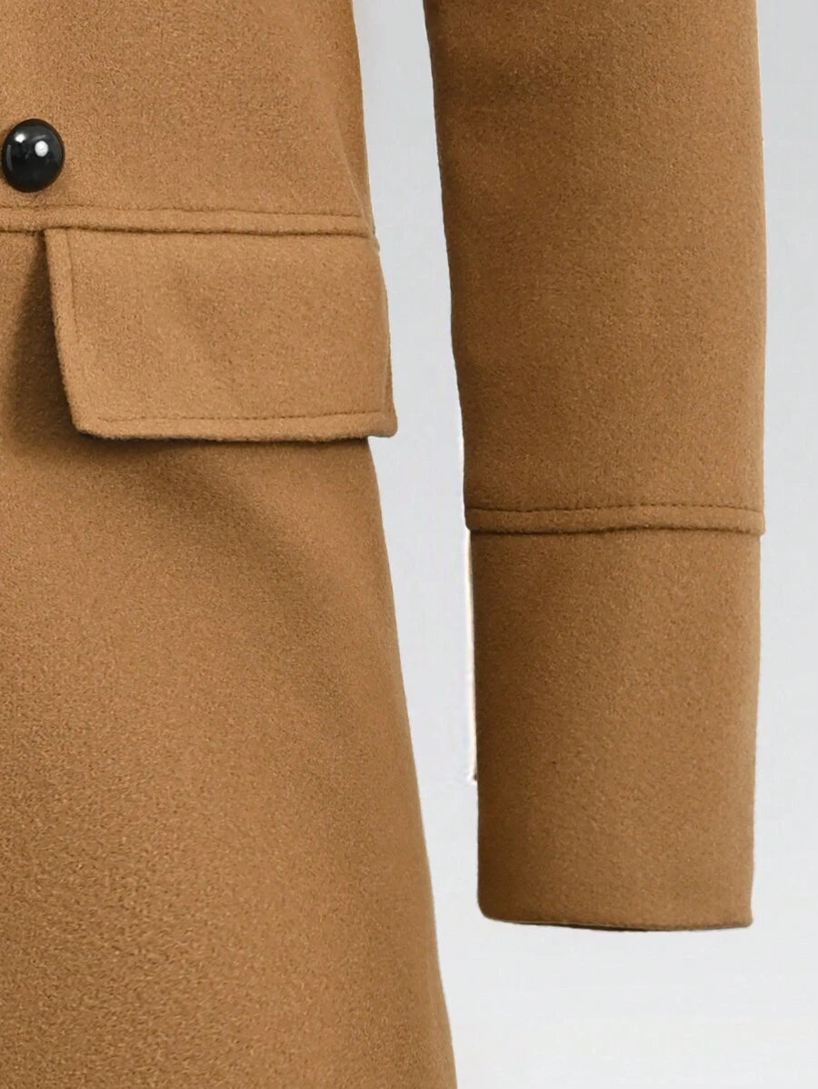 Homme  Woolen Coat With Double Breasted Buttons And Shearling Collar - DUVAL