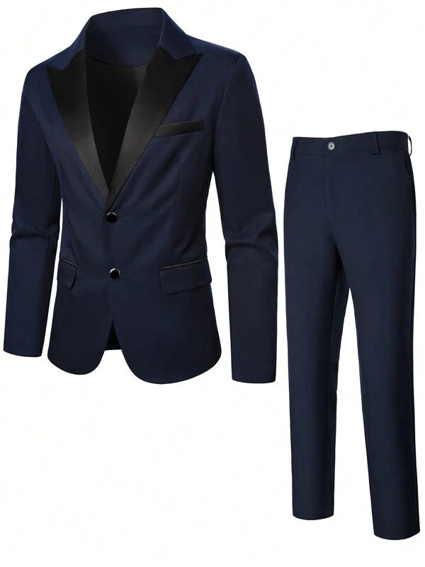 Mode  Peak Lapel Double Breasted Suit Jacket And Pants Set