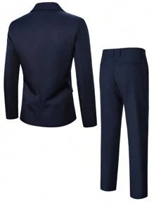 Mode  Peak Lapel Double Breasted Suit Jacket And Pants Set