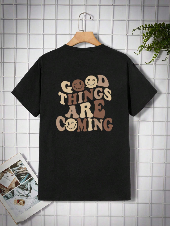Hypemode  Slogan &amp; Cartoon Face Print Tee - DUVAL