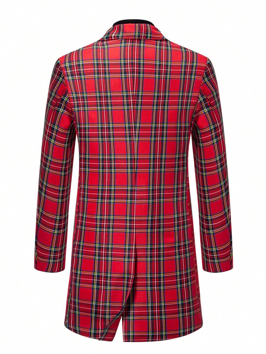 Plaid Woolen Long Sleeve Coat