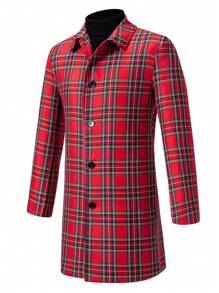 Plaid Woolen Long Sleeve Coat