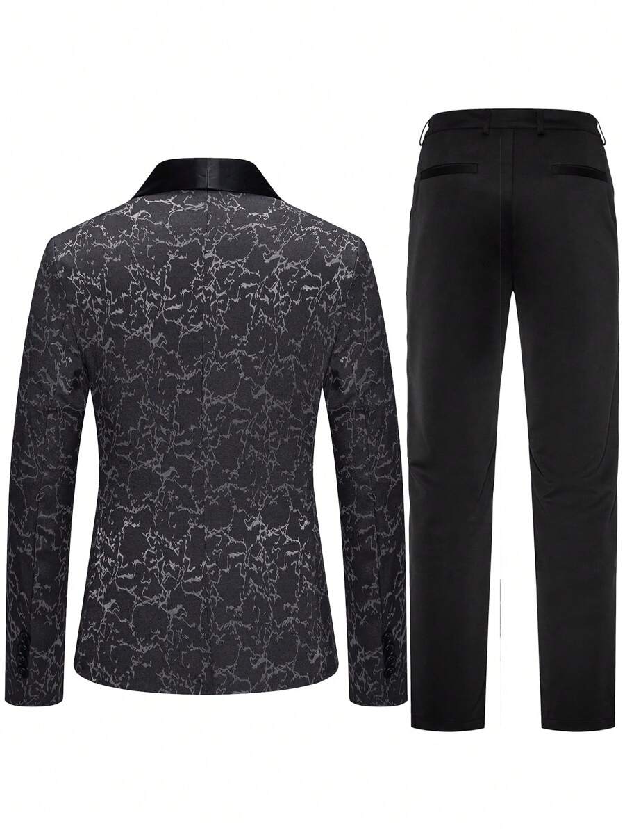 Blazer et pantalon de costume en jacquard à col châle pour hommes 