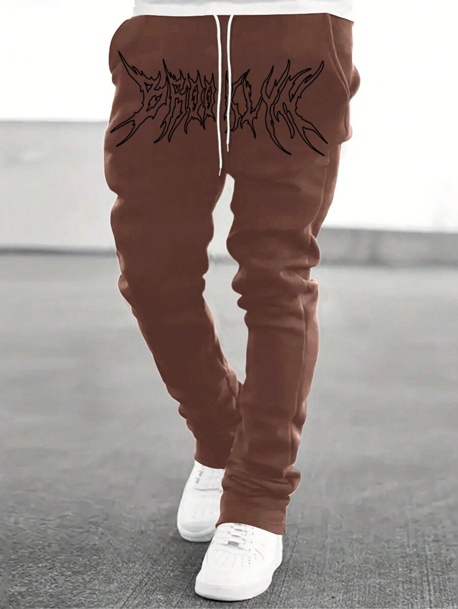 Men Letter Graphic Drawstring Waist Sweatpants