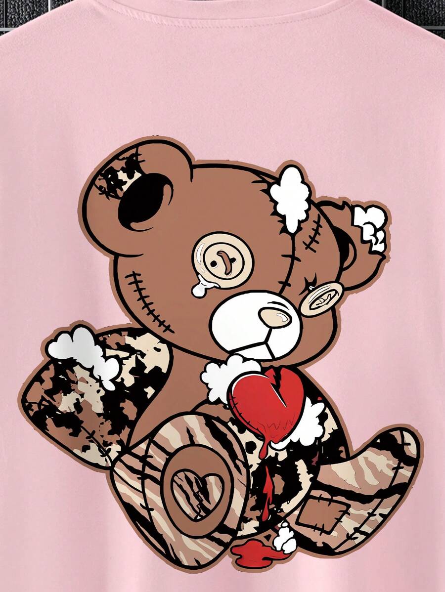 Plus Size Bear Printed T-shirt - DUVAL