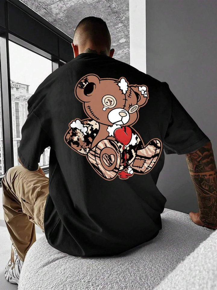 Plus Size Bear Printed T-shirt - DUVAL