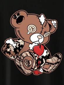 Plus Size Bear Printed T-shirt - DUVAL