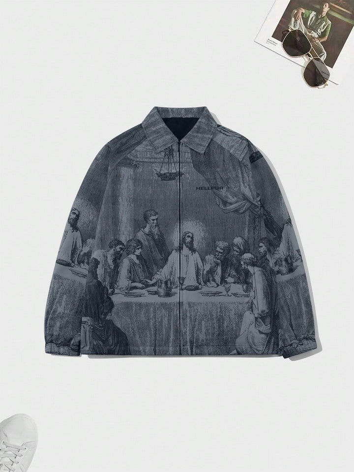 Figure Graphic Raglan Sleeve Jacket - DUVAL