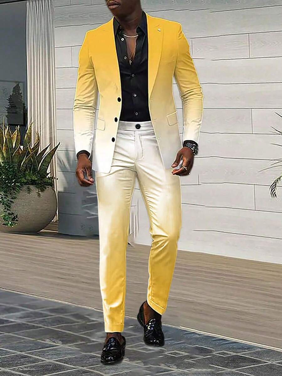 Homme  Gradient Color Suit Set