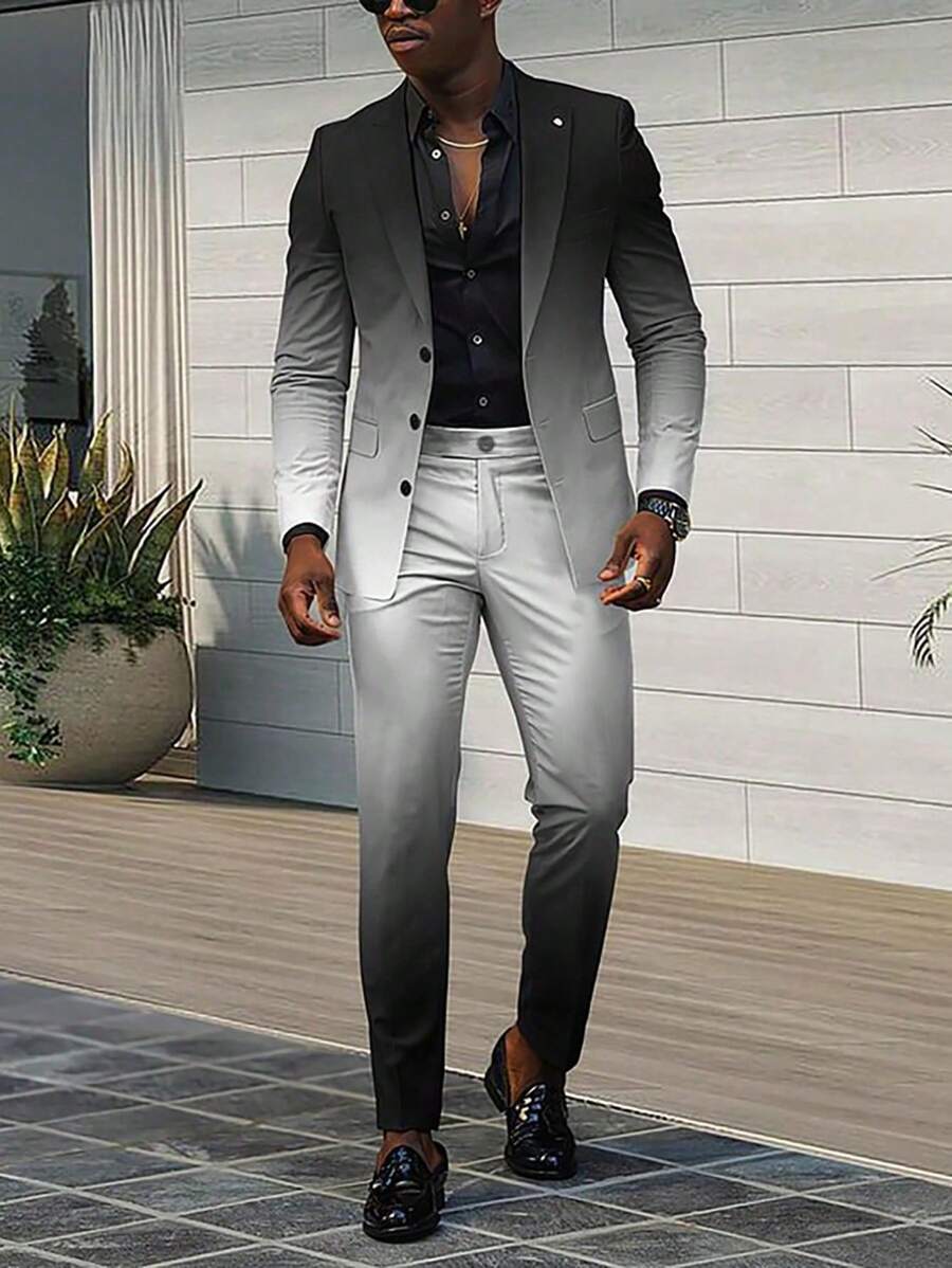 Homme  Gradient Color Suit Set