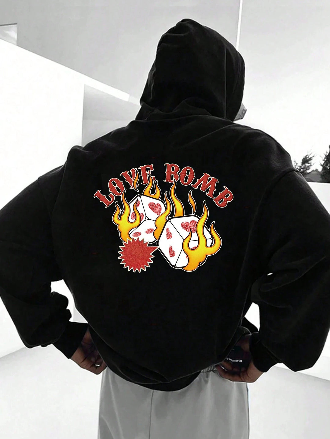 EMRG  Printed Long Sleeve Hooded Sweatshirt - DUVAL