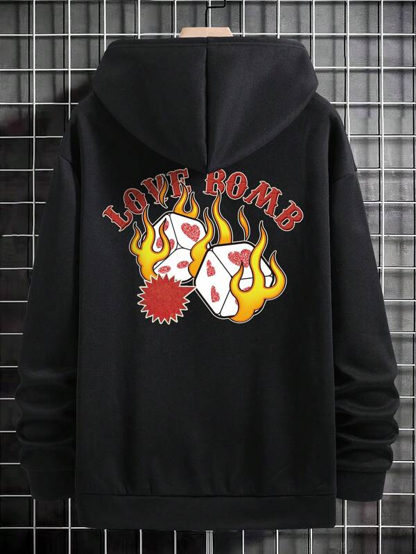 EMRG  Printed Long Sleeve Hooded Sweatshirt - DUVAL