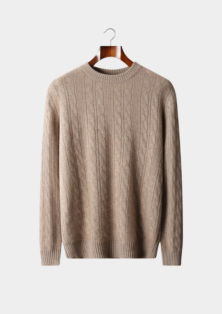 Pure Extra-Fine Merino Wool Cable Crewneck