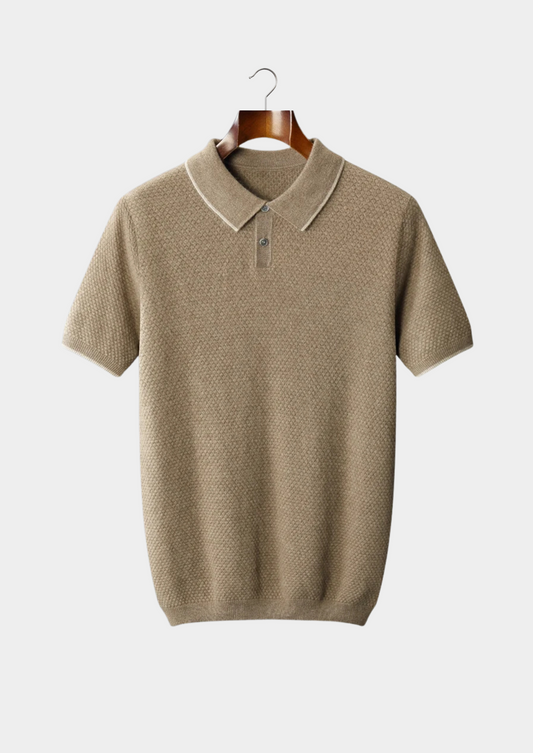 Premium Cashmere Beige Two-Tone Polo