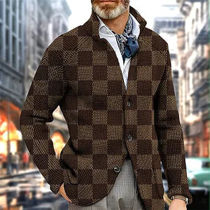 Plaid / Check Fashion Print Wool Coat - DUVAL