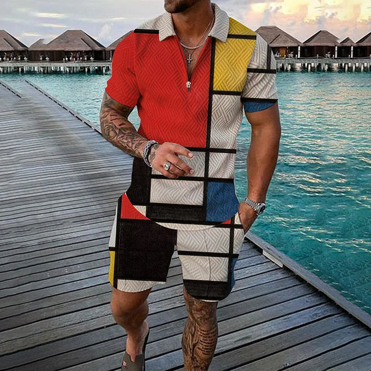Matrix Polo Shirt And Shorts Co-Ord - DUVAL