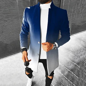 Trendy Blue Gradient Print Coat - DUVAL