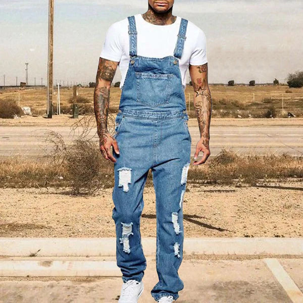 Casual Ripped Denim Overalls - DUVAL